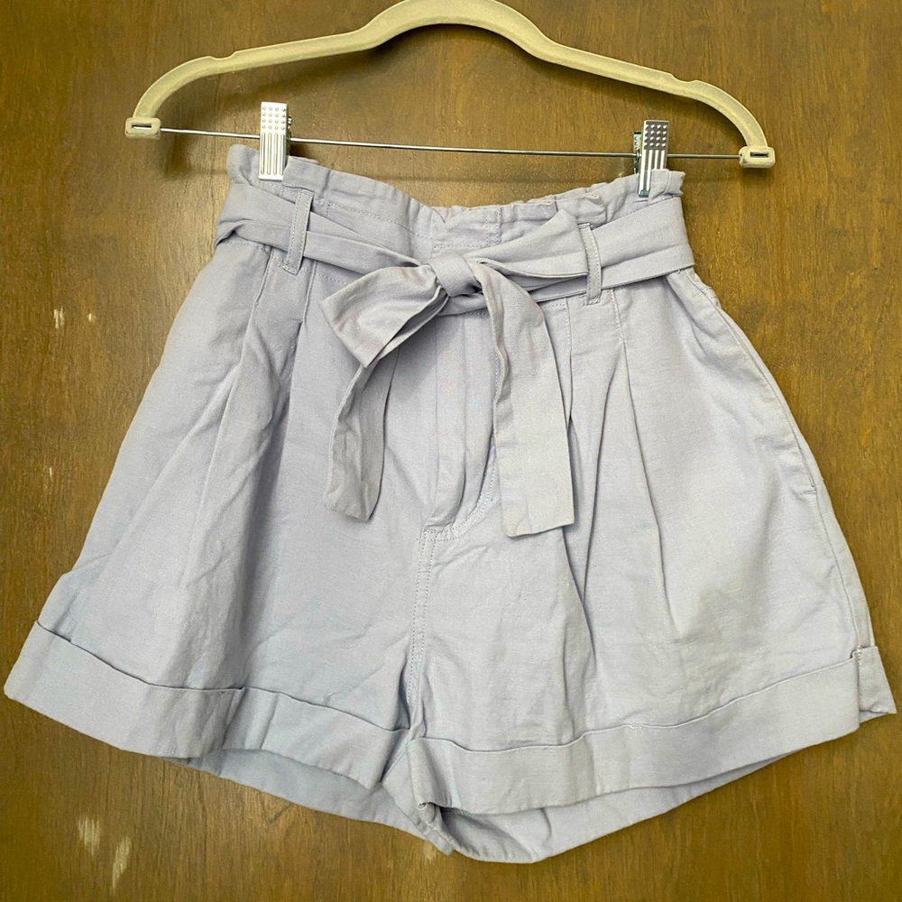 High waisted blue shorts